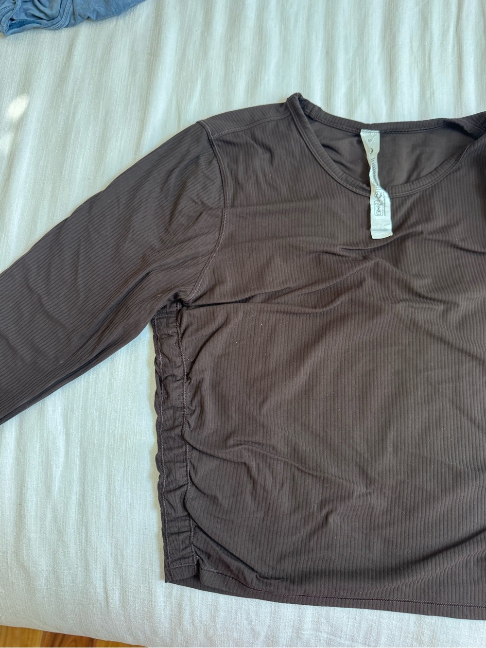 lululemon athletica Ribbed Long Sleeve Side-Tie Top in Chocolate Brown